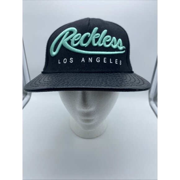 Young & Reckless Y&R Snapback Hat Black Teal Wool Blend OSFM Los Angeles Cap - Picture 1 of 16